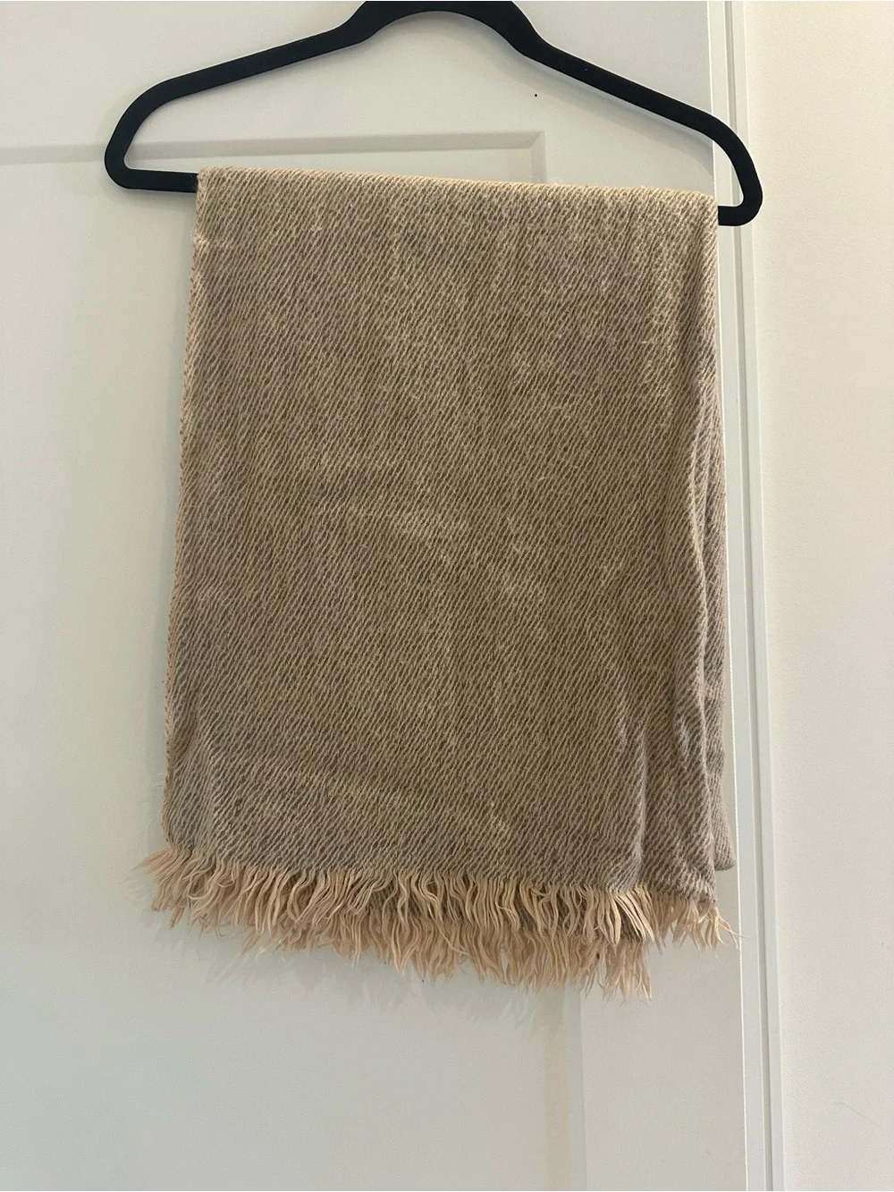Women’s Very Soft Beige Fringed Scarf